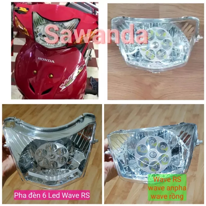 Bộ đèn pha Led Xe Wave S thái, Cá, RS, Anpha mới