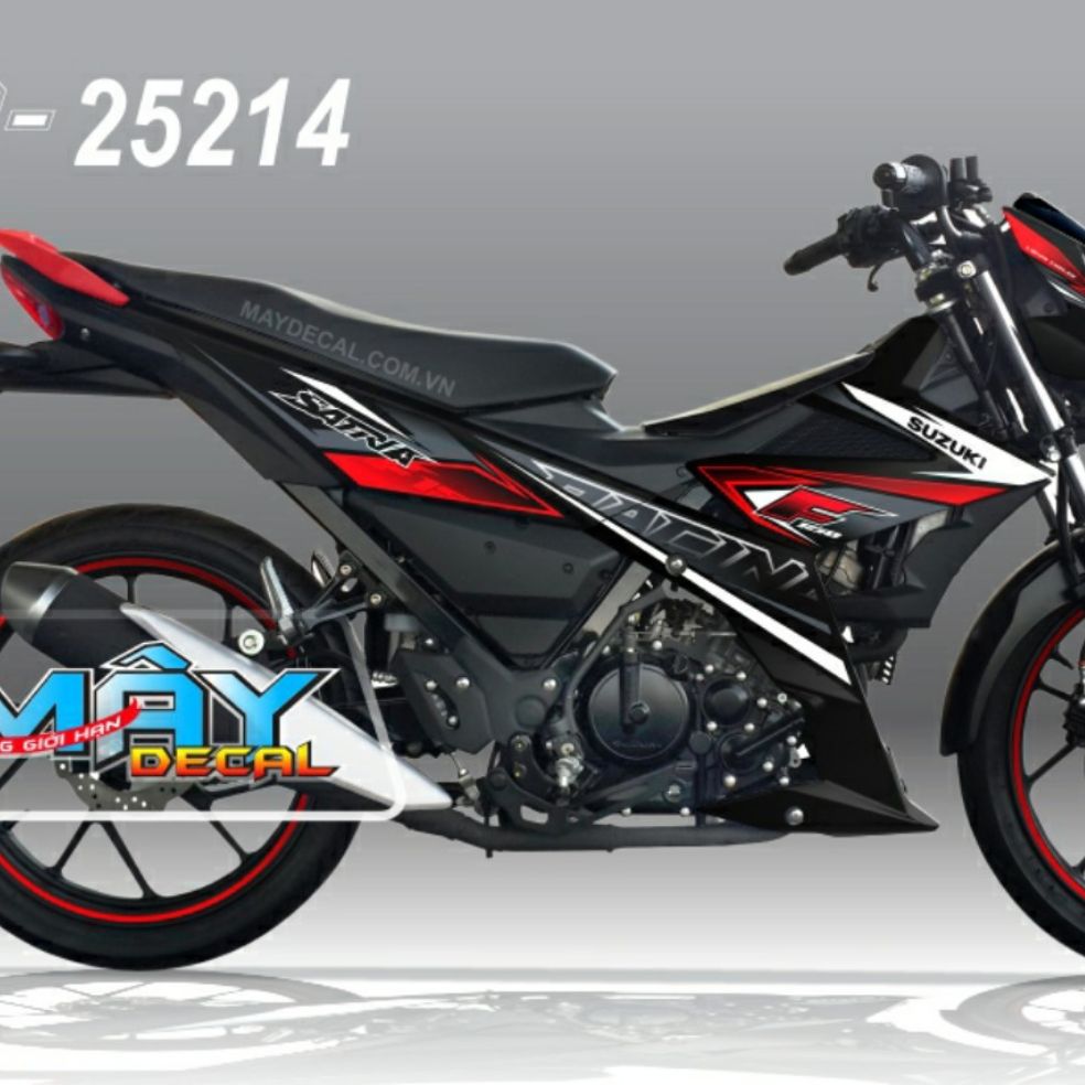 [HCM]Tem xe satria  tem rời 3 lớp bóng cao cấp dán xe đen