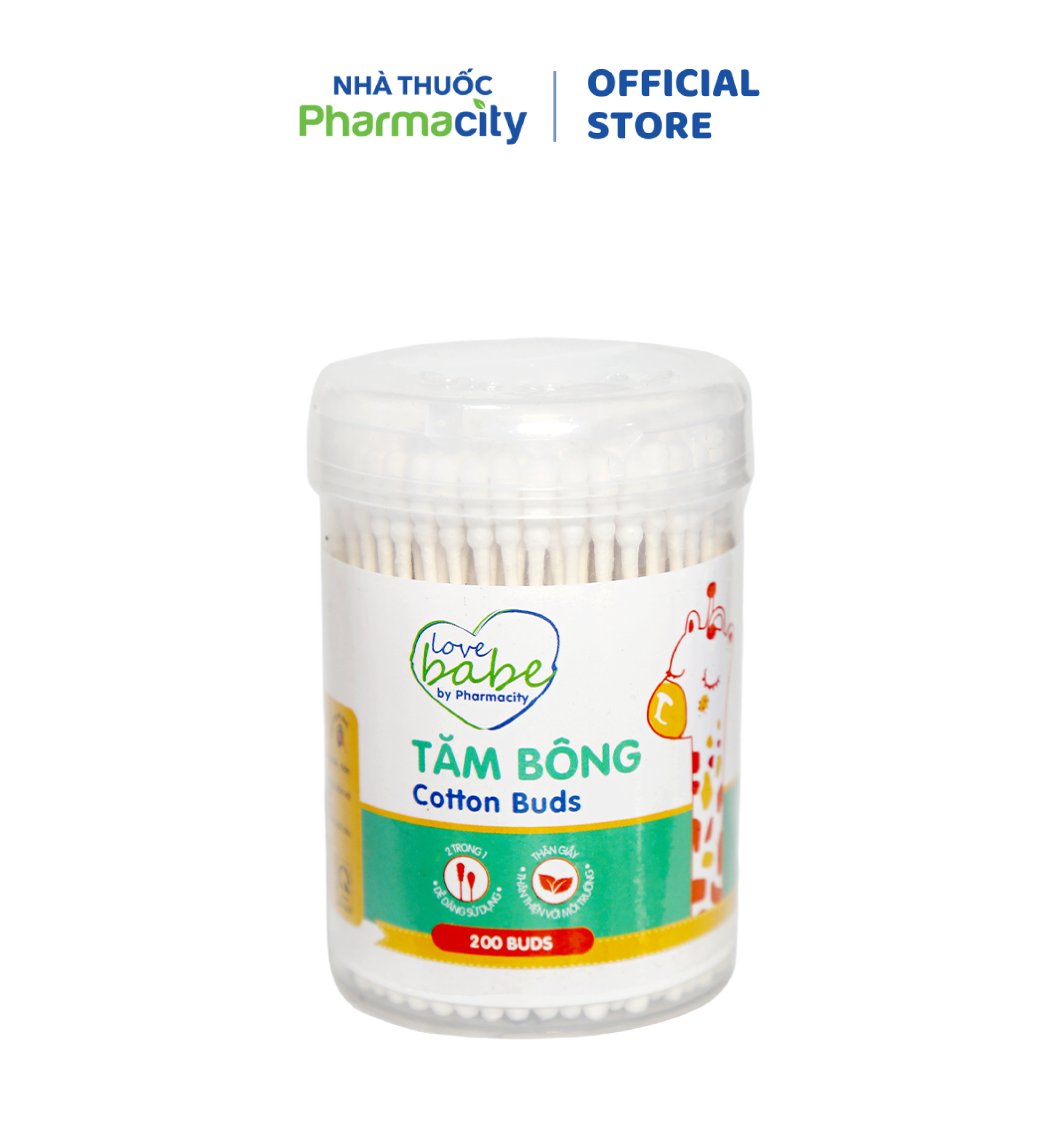 Tăm bông thân giấy cho bé Pharmacity (200 cây/hộp)