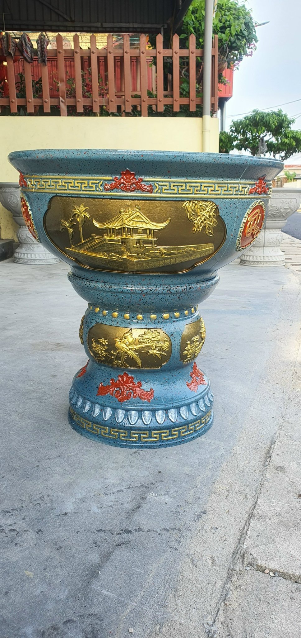 [Hộp 1kg] Sơn màu Xanh Đá chuyên sơn chậu cảnh SuPon( Sơn hệ bóng gốc nước ngoại thất)