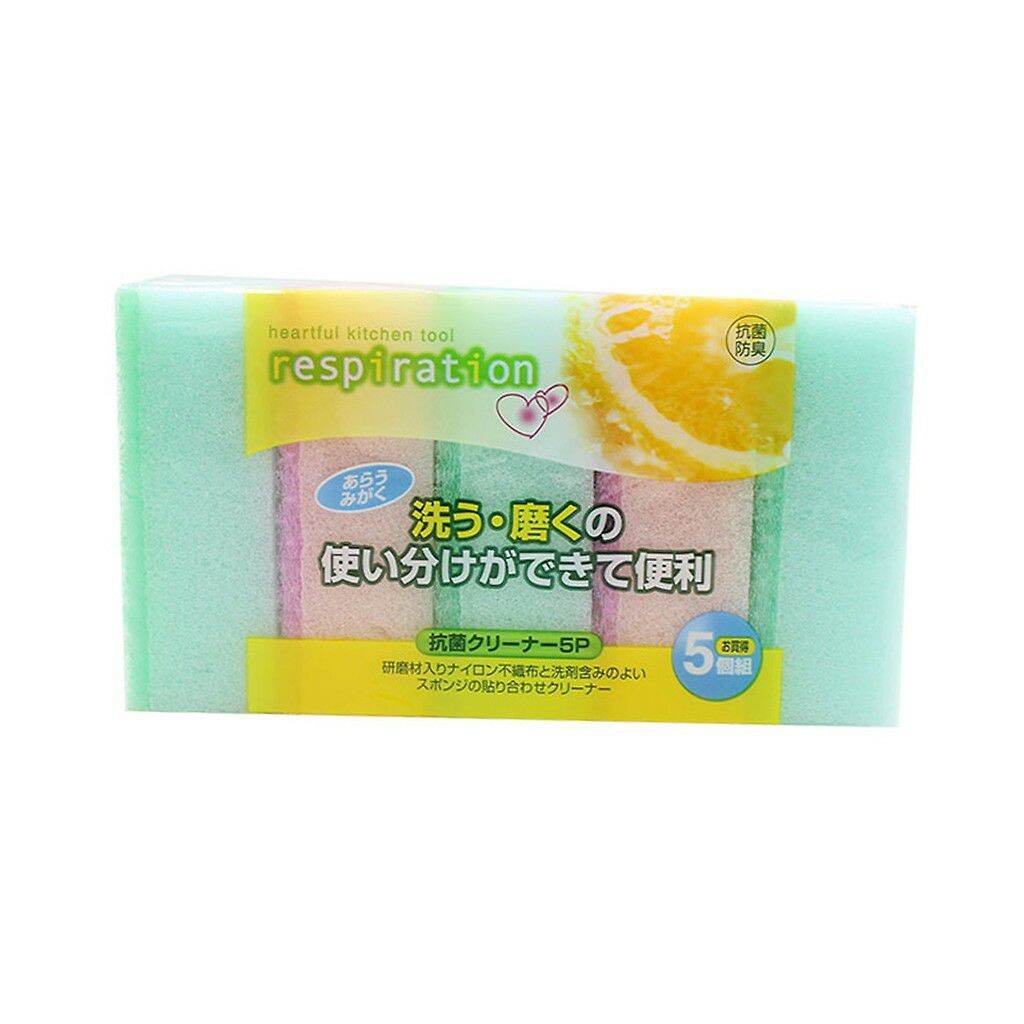Nhật - Set 5 miếng xốp rửa bát chén có 1 mặt ráp (mẫu mới) - KBN