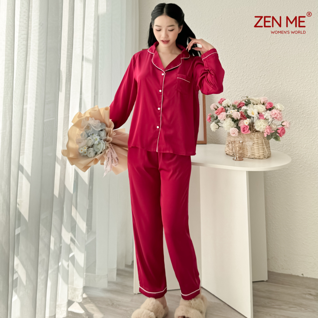 Bộ Lụa Lụa Dài Tay Cao Cấp Phong Cách Sang Chảnh
