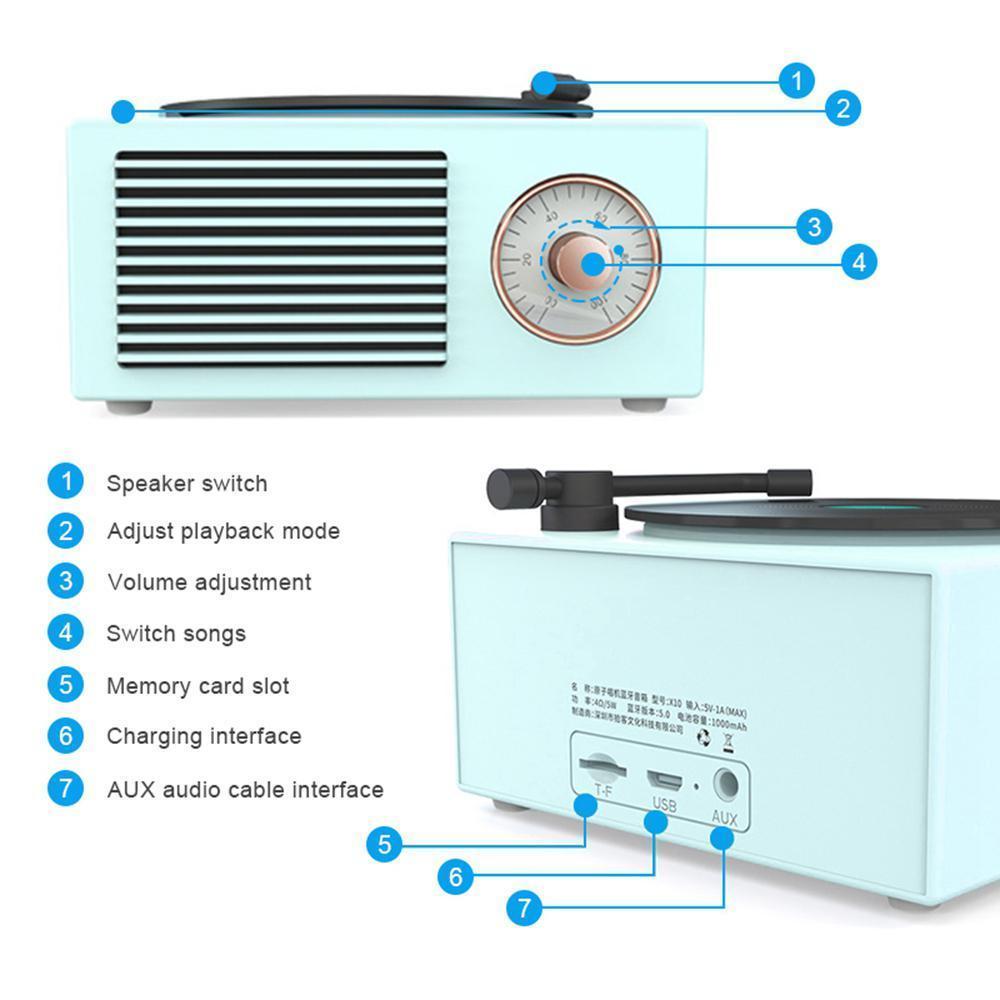 Loa Bluetooth Retro X10 Giả Lập Đĩa Than