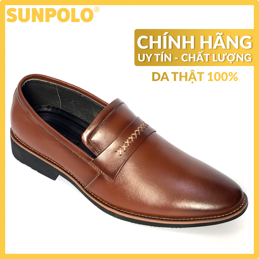 Giày Nam, Giày mọi nam da bò SUNPOLO SPH295 (Nâu)