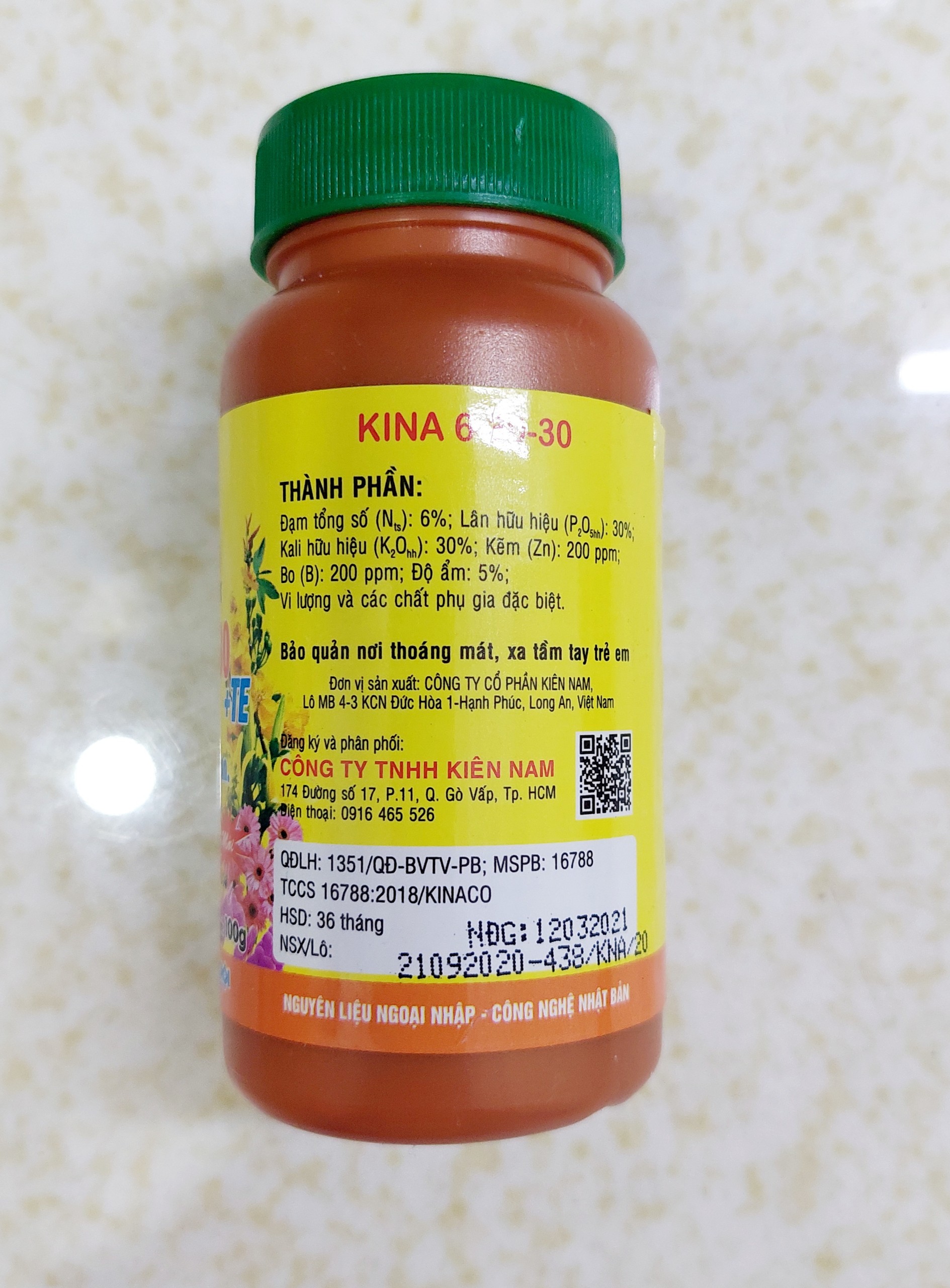 [HCM]Phân Bón Lá NPK KINA 6-30-30 + TE hũ 100gr