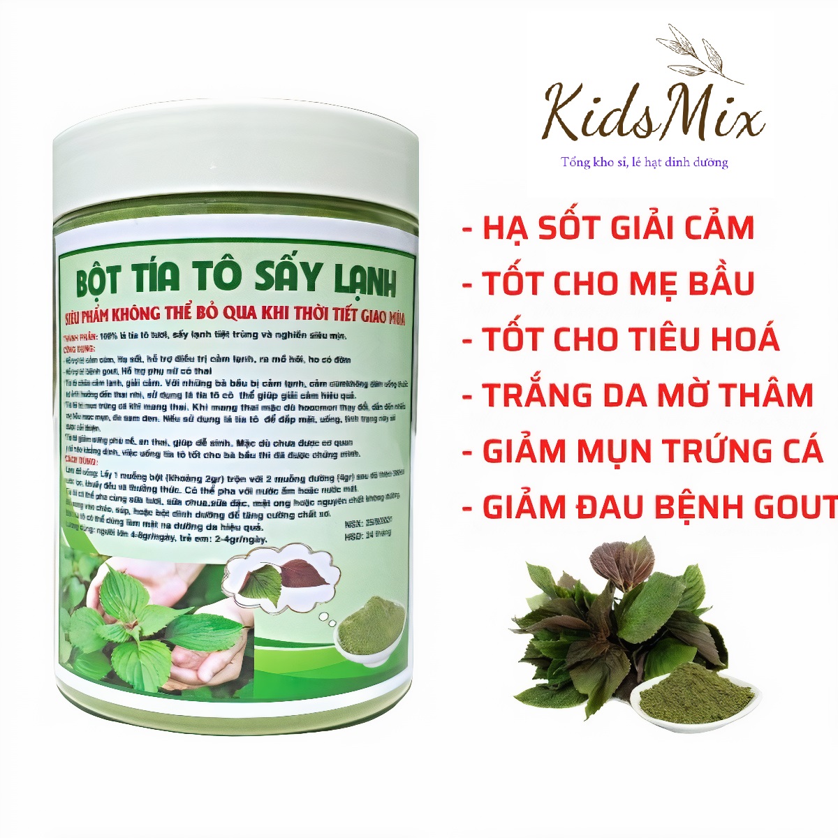 Bột Tía Tô Sấy Lạnh, bột tía tô nguyên chất làm đẹp da, tốt cho sức khỏe