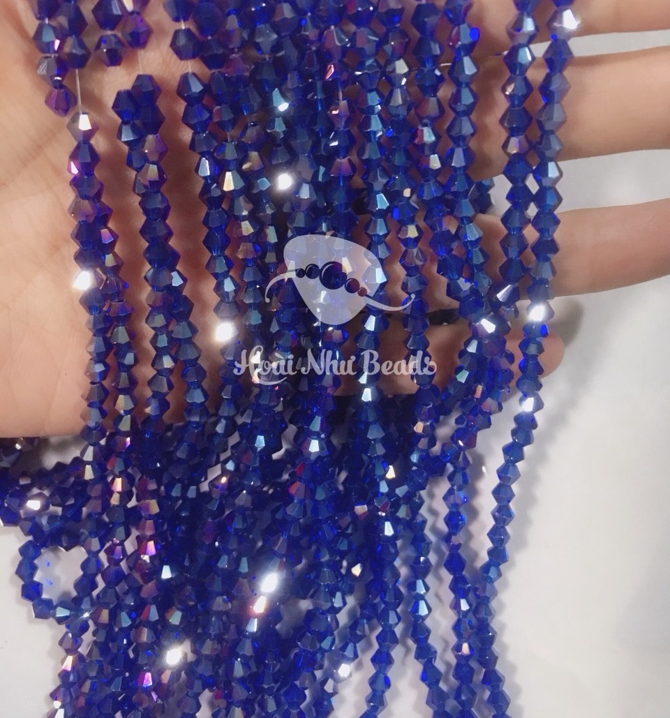 Chùm 10 sợi hạt đá pha lê nón (thuỷ tinh) 4mm đính kết may vá handmade