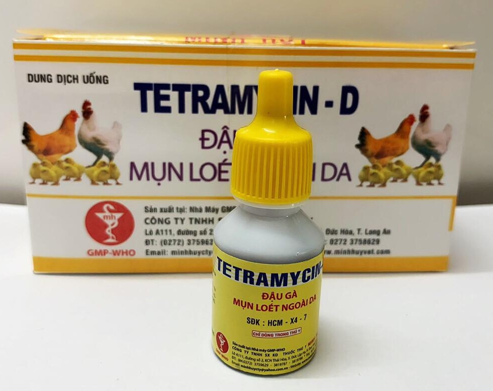 Minh Huy Tetramycin 10ml - Đậu Gà, Đậu Chim, Viêm Da Có Mủ, Mụn Loét