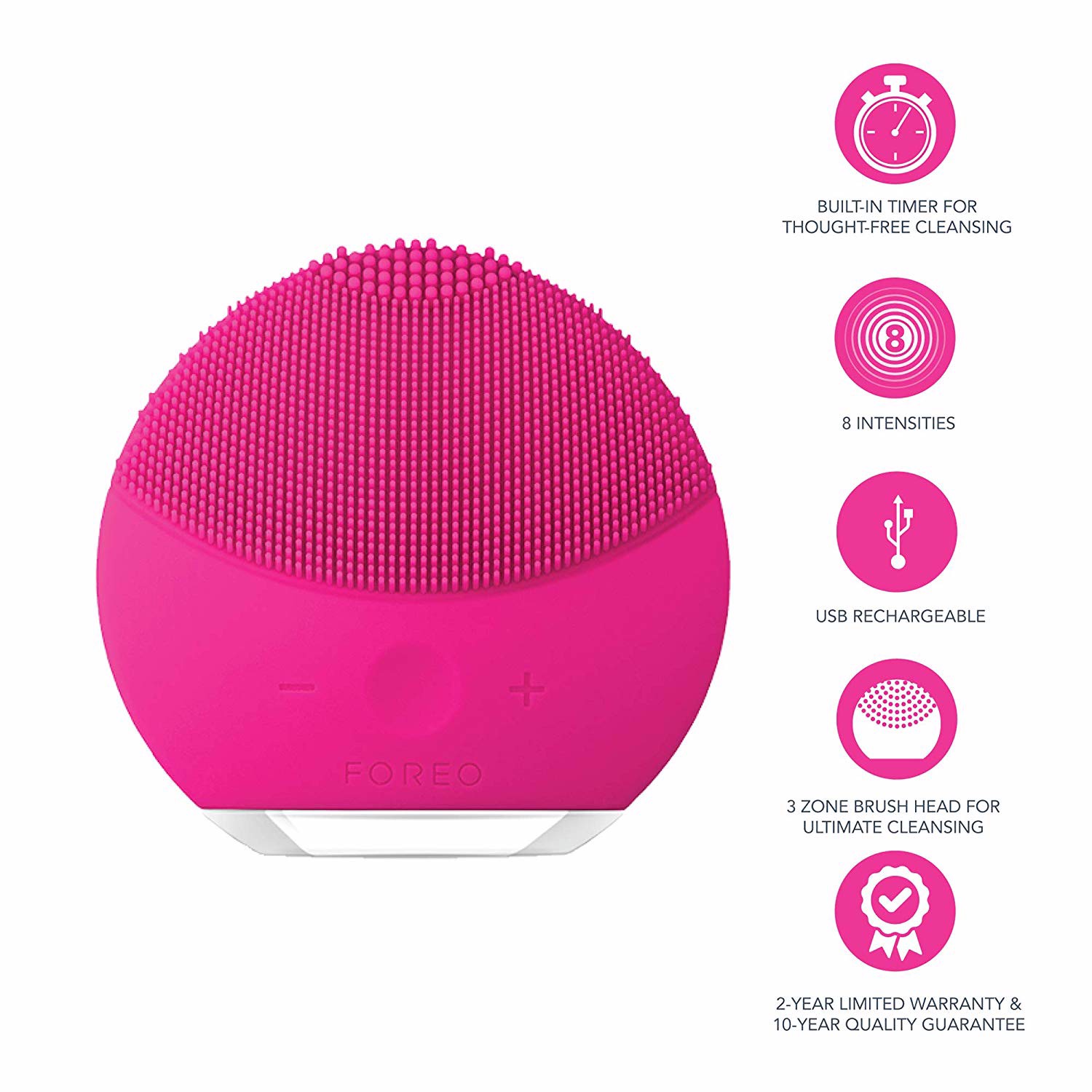 Máy rửa mặt Luna Mini 2 nhỏ gọn, massage mặt (Hồng)