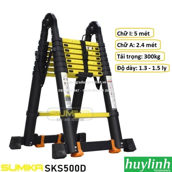 [HCM]Thang nhôm rút đôi chữ A Sumika SKS500D - 5 mét - tải trọng 300kg