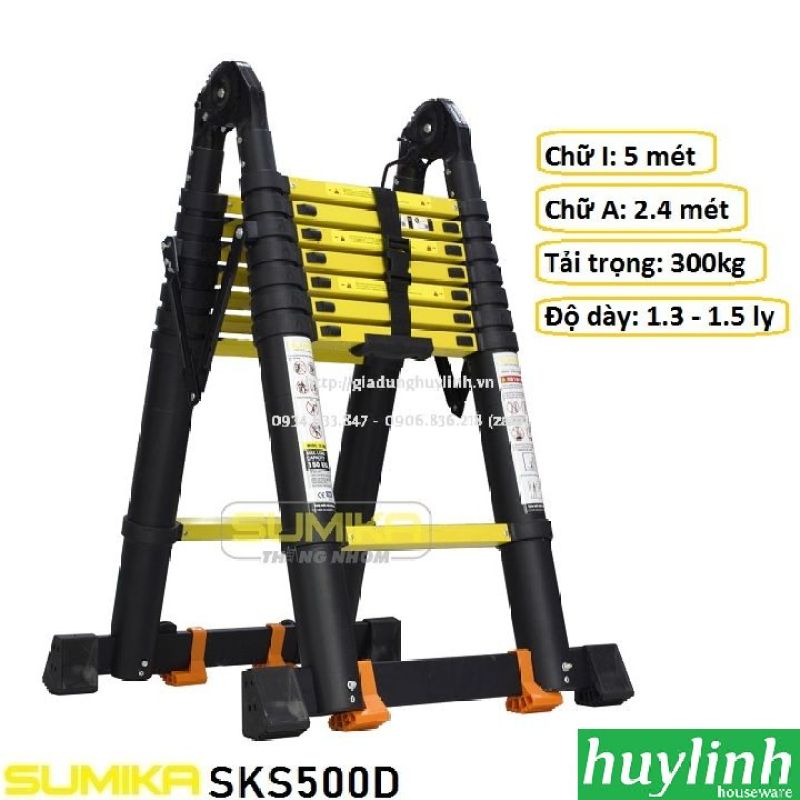 [HCM]Thang nhôm rút đôi chữ A Sumika SKS500D - 5 mét - tải trọng 300kg