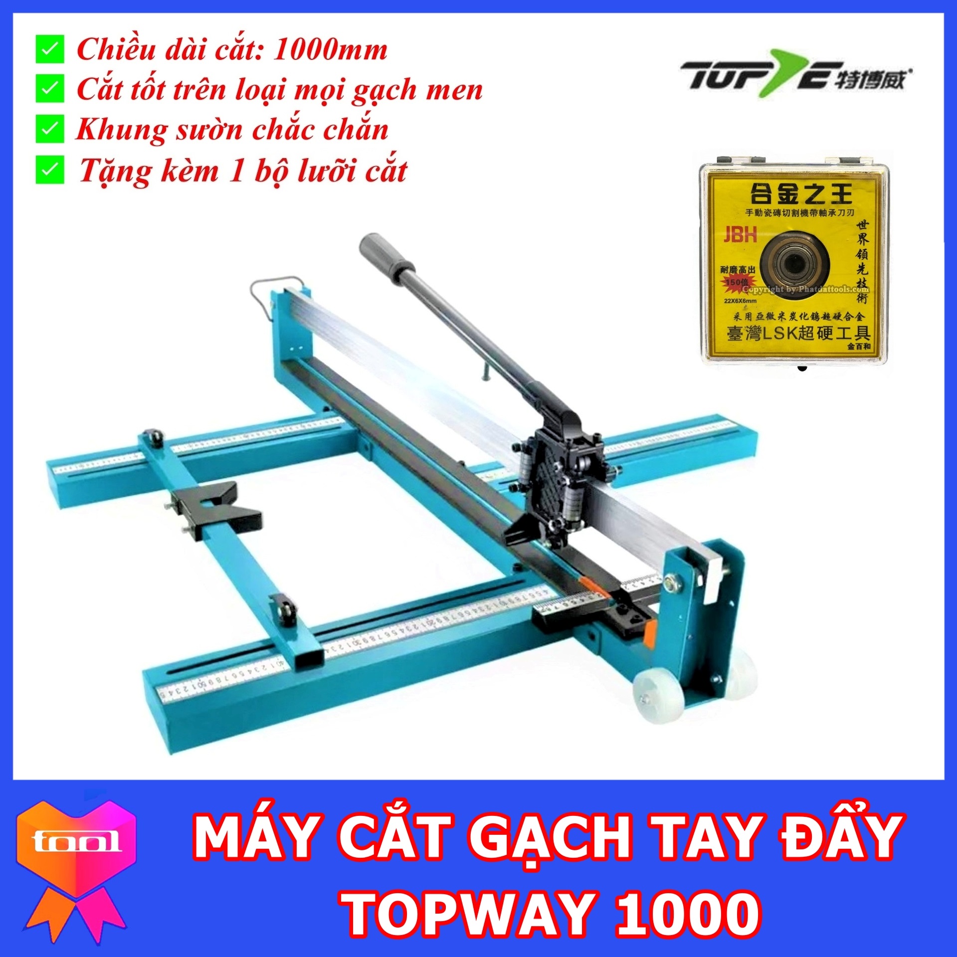 Máy cắt gạch tay đẩy cao cấp topway 1000 - chiều dài cắt gạch 1000mm - máy cắt gạch men, gạch ốp lát
