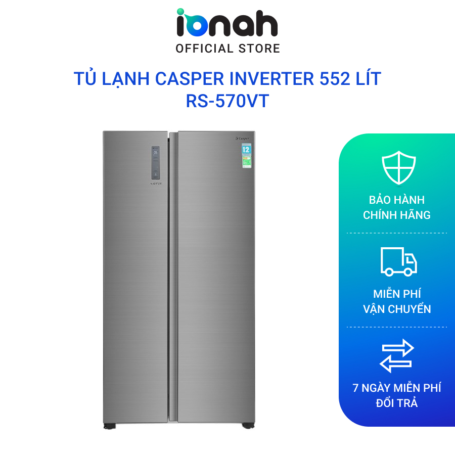 [TRẢ GÓP 0%]Tủ lạnh Casper Inverter 552 lít RS-570VT