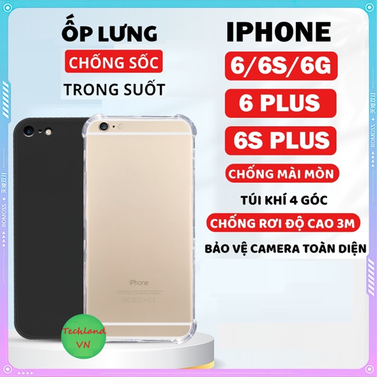 Ốp cho iPhone 6 / 6s / 6 Plus / 6s Plus - Dẻo Trong Chống Sốc Bảo Vệ Camera