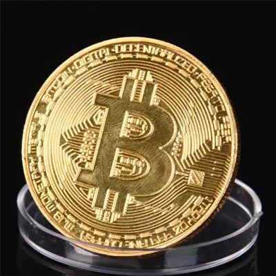 1 pc Gold Plated Bitcoin Coin Collectible Gift Coin Art Collection Physical