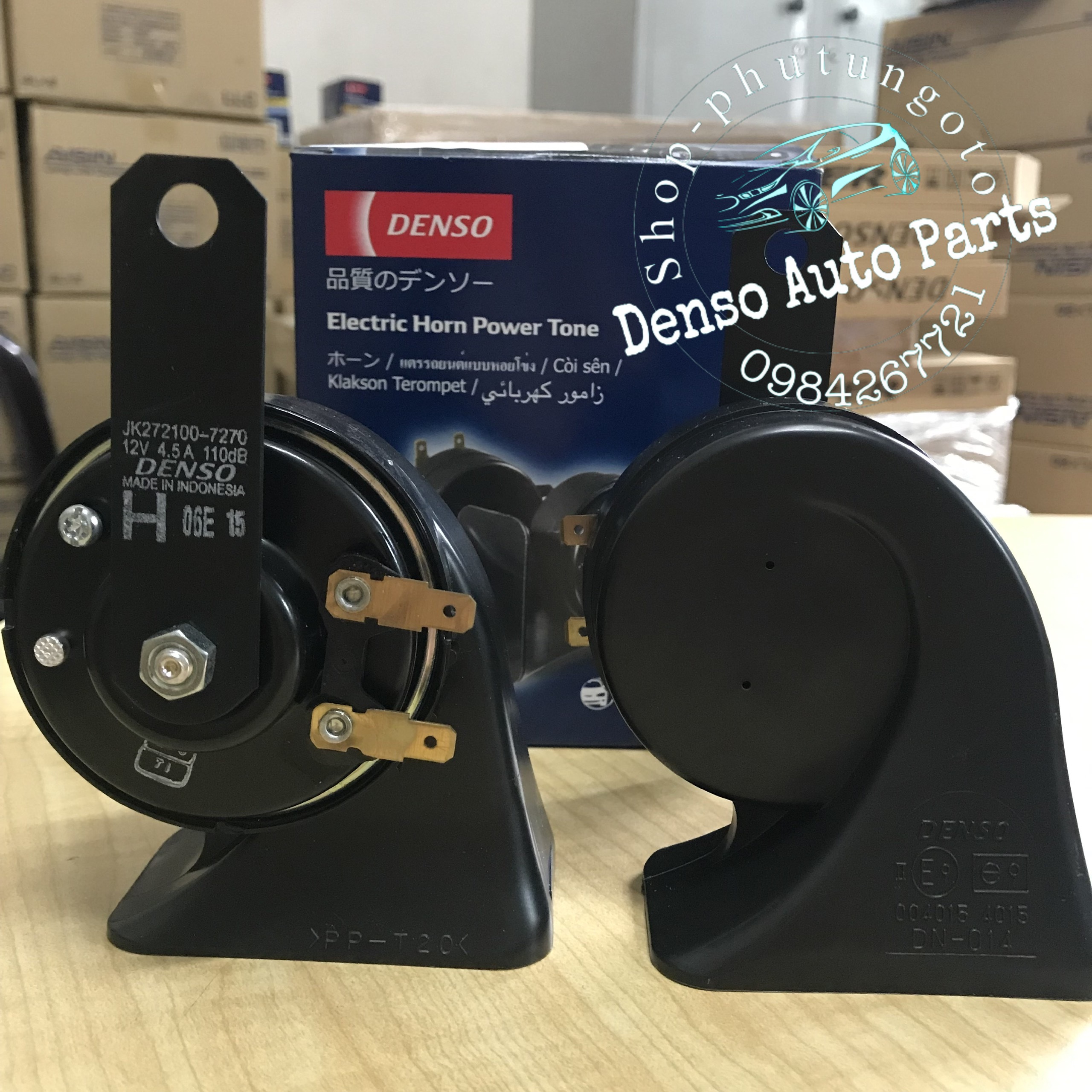 Còi sên 2 giắc denso- Kèn sên DENSO (tặng kèm 2 giắc cắm và 2 pát)