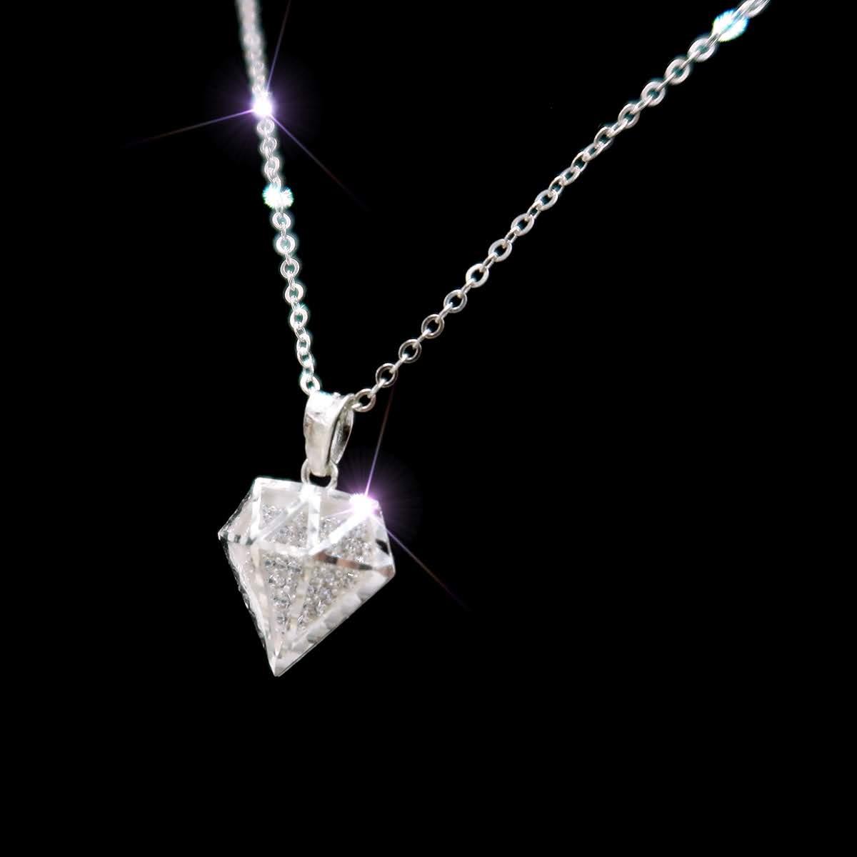 Dây chuyền bạc - Vòng cổ bạc nữ mặt kim cương 3D gắn pha lê [TS-DC-A16]