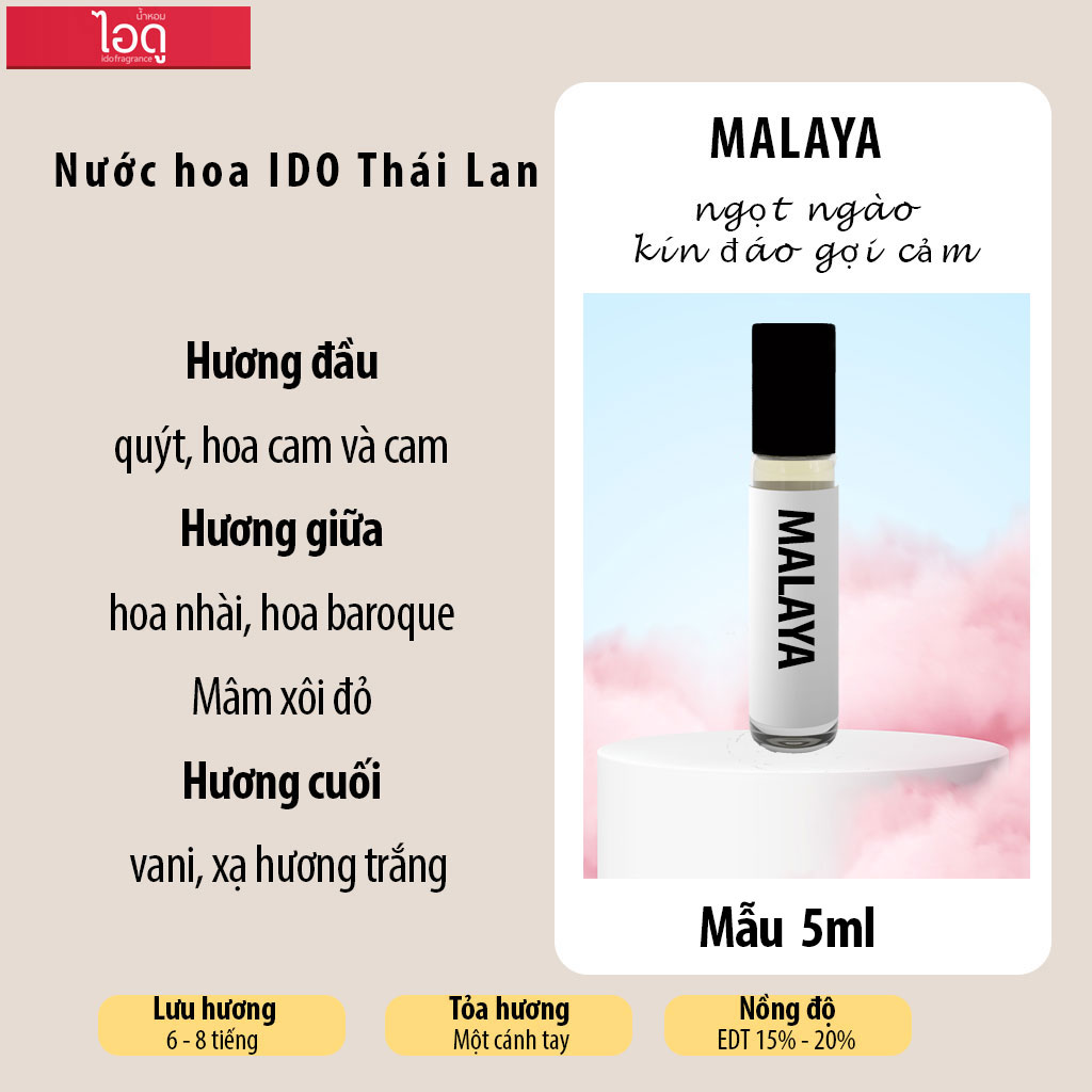 Nước hoa mini ido nam nữ thơm lâu nhẹ nhàng cuốn hút 5 ml - 10 mùi hương