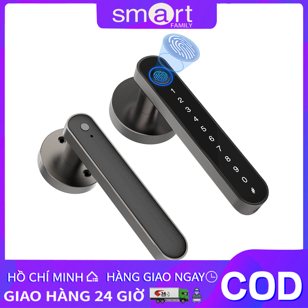 Tay cầm khóa cửa vân tay kỹ thuật số Phòng mở khóa thông minh điện tử Văn phòng Tuya Khóa vân tay cửa gỗ phòng ngủ
