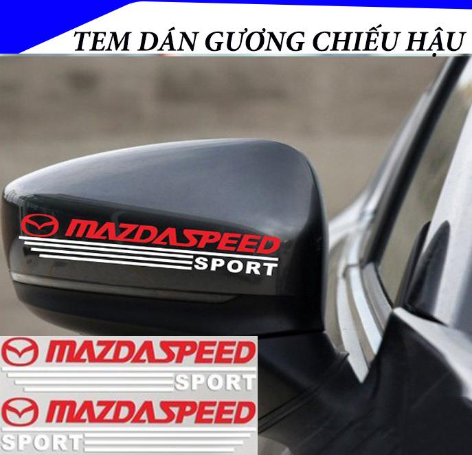 Tem dán gương chiếu hậu ô tô MAZDA SPEED (Đỏ Trắng) - Decal Mirror
