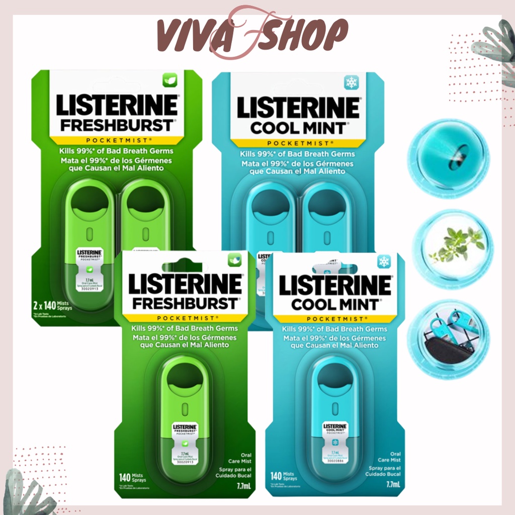 Xịt thơm miệng LISTERINE [HCM] Cool Mint Pocktmist 7.7ml |Sịt thơm miệng