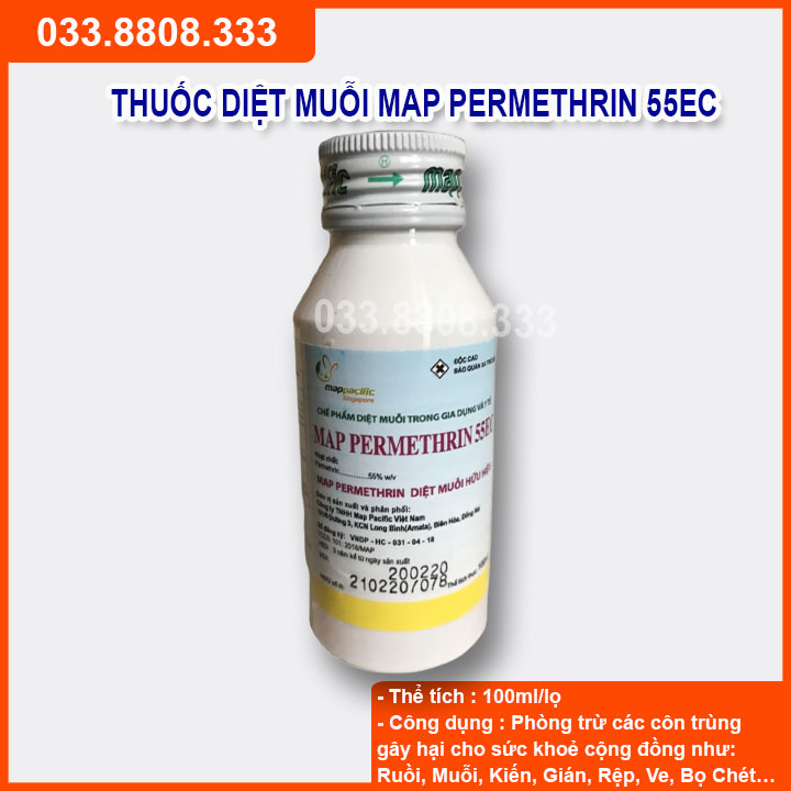 Chế phẩm xịt muỗi y tế Map Permethrin 55EC chai 100ml -diệt muỗi kiến gián, diệt muỗi nhập khẩu