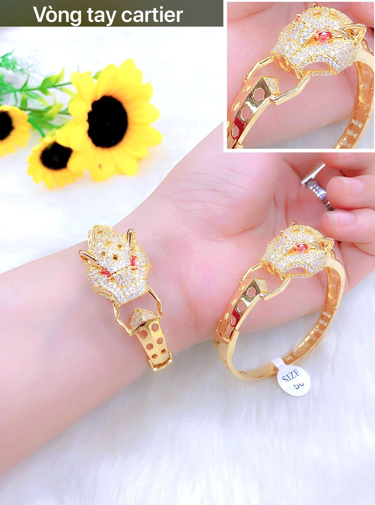 Vòng Tay Catier Hồ Ly Mạ Vàng 18 K ( Ms: #115 ) - Có Ni 50, 52, 54, 56 - Tặng Kèm Hộp Nhung