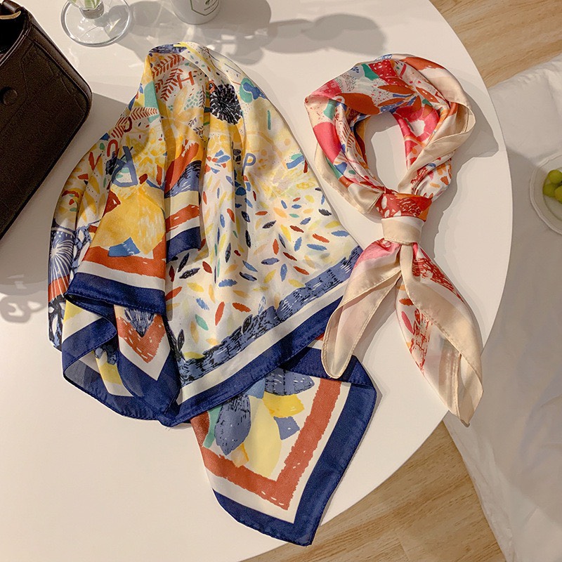 Khăn lụa vuông choàng cổ size 70x70 cm
