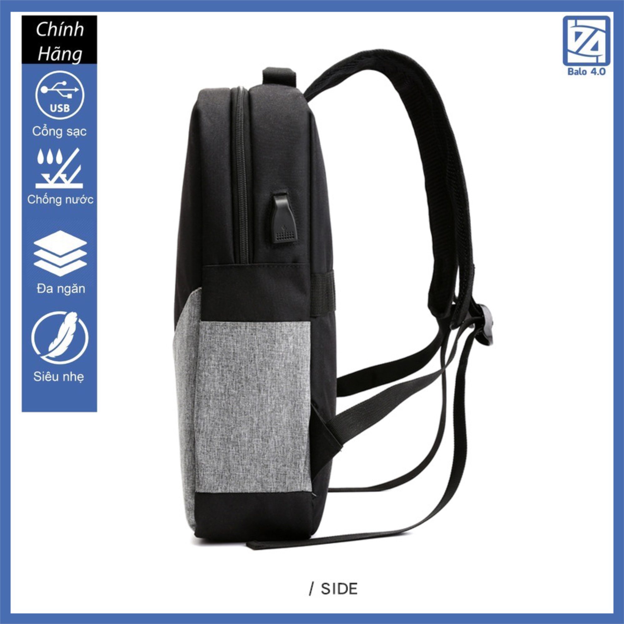 Balo nam nữ đi học siêu nhẹ có cổng USB