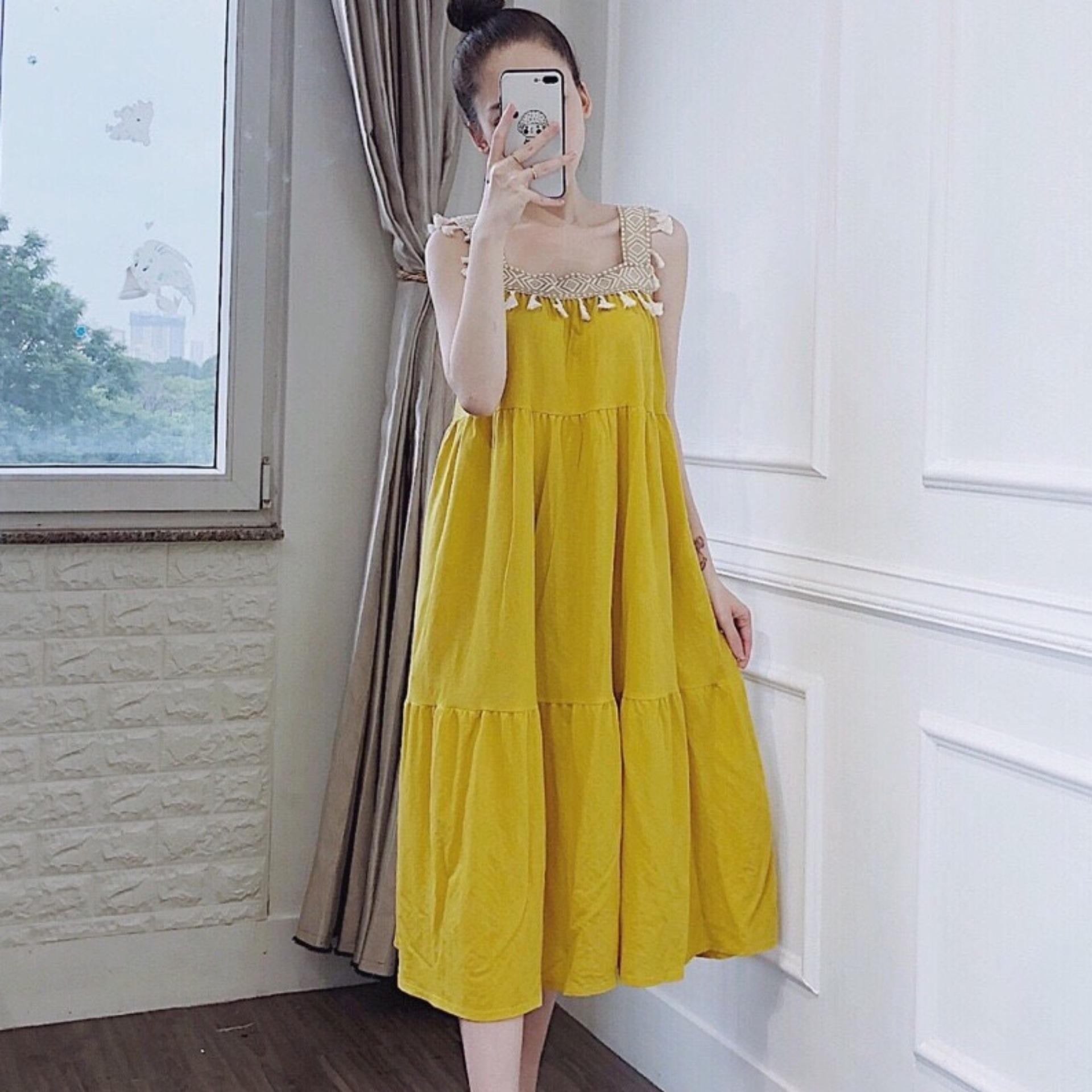 Đầm Bầu Váy Bầu Mùa Hè Dáng Xuông Có Cổ Họa Tiết Hoa Nhí Vintage Dễ Thương Đi Chơi Đi Làm Công Sở HD3056