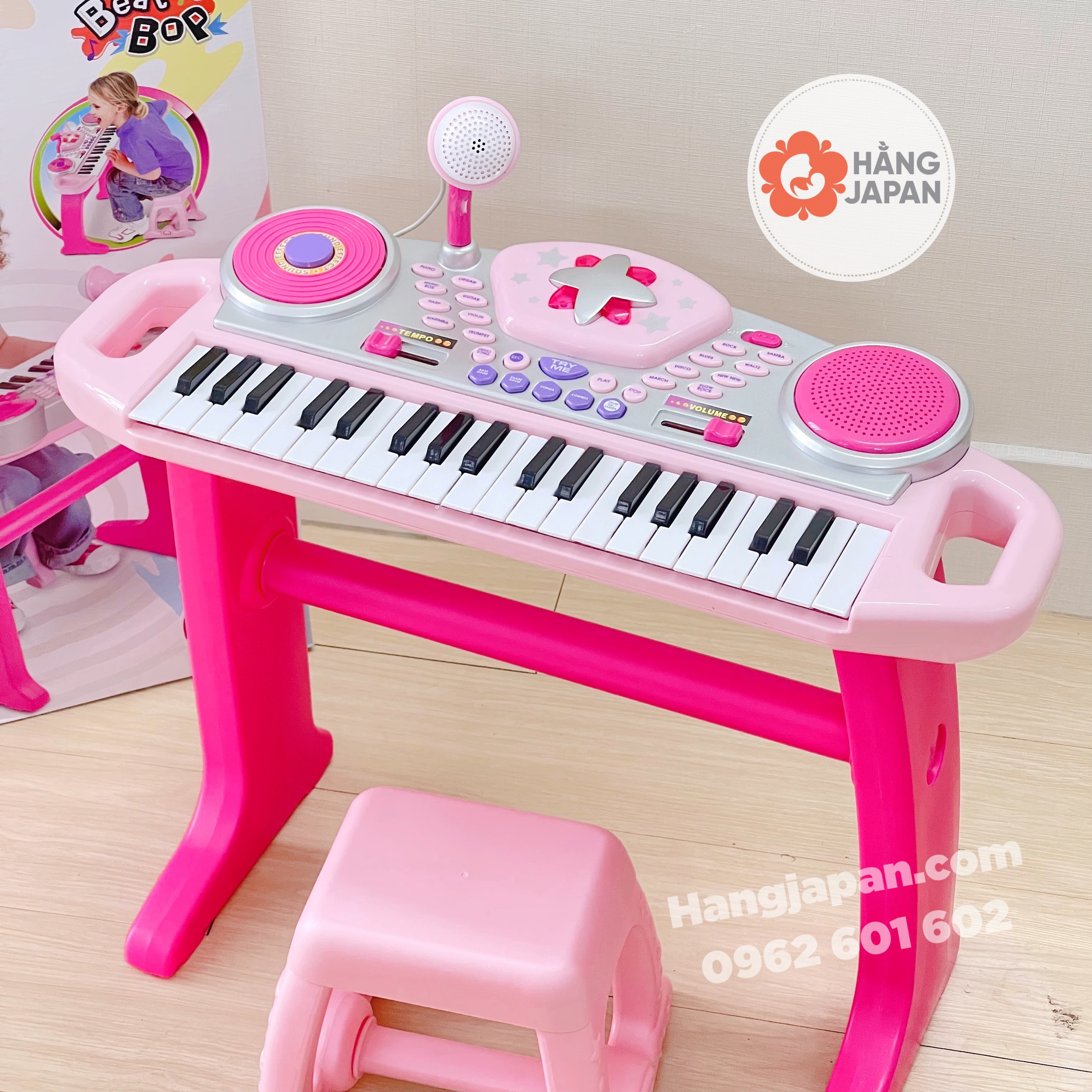 Đàn organ màu Hồng cho bé WinFun 2068-G kèm Micro