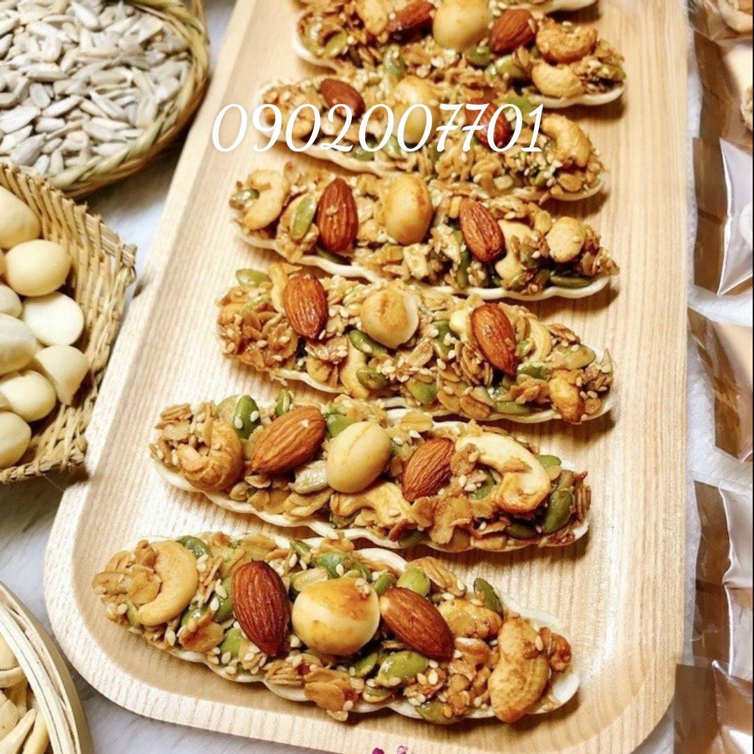 Bánh thuyền siêu hạt mix hạt dinh dưỡng thơm ngon - bao bì từng miếng - giảm cân- đồ ăn vặt