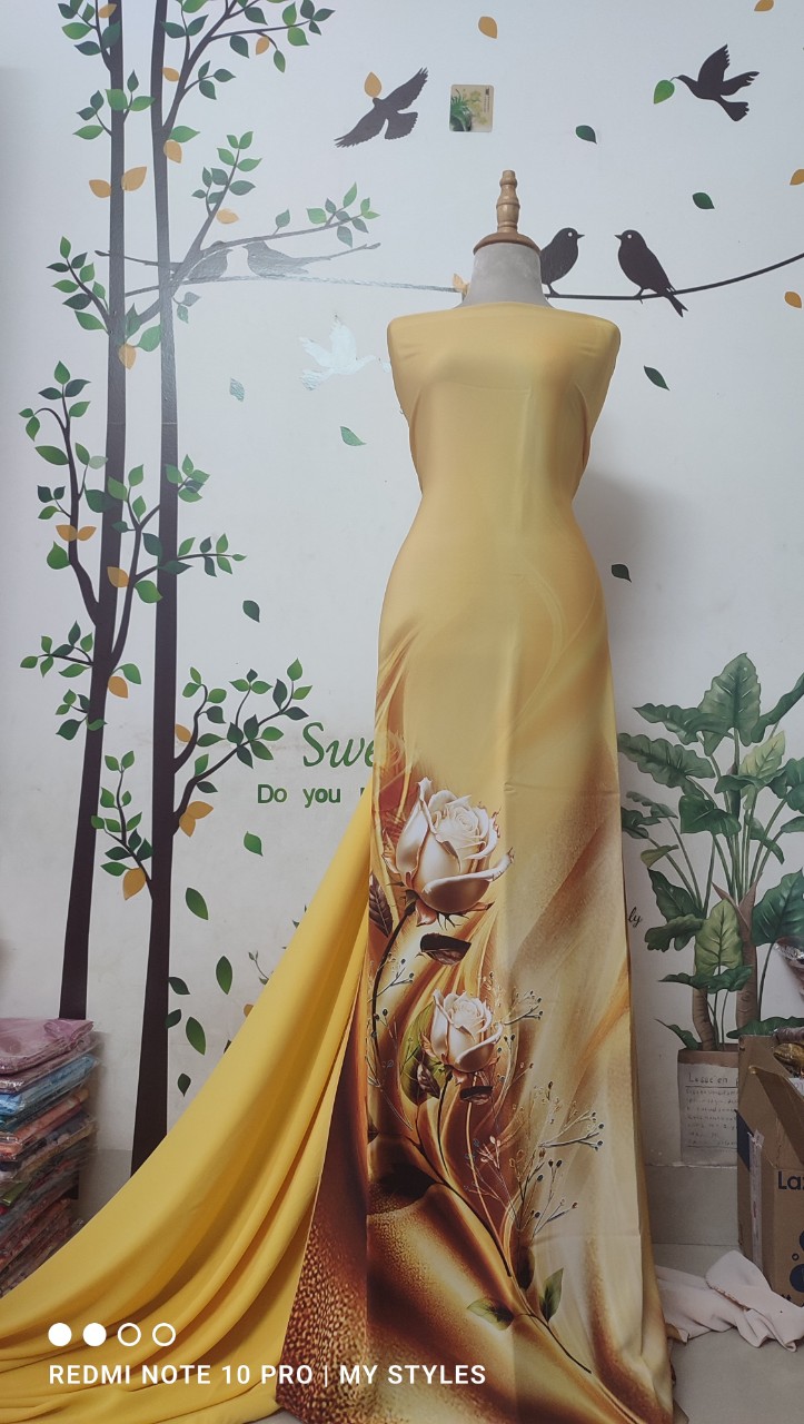 (hàng showroom Thái Tuấn, giá đại lý) Vải áo dài đẹp lụa Thái Tuấn, mẫu thiết kế độc quyền (in vải ngang)