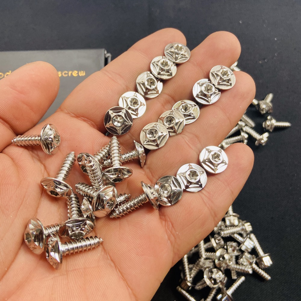 10 con ốc dàn áo xe máy, ốc dàn áo inox kiểu salaya ngôi sao 5ly xoắn gắn các dòng xe yamaha