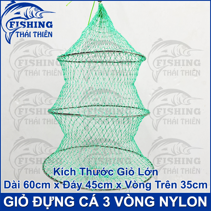 [HCM]Giỏ Rọng Đựng Cá 3 Vòng Cáp Lưới Cước Nylon Độ Rộng 2cm Siêu Bền