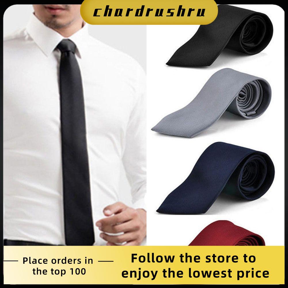 CHARDRUSHRU Bình thường Chất rắn Trơn Gầy Lụa Cà vạt lễ cưới Cà vạt