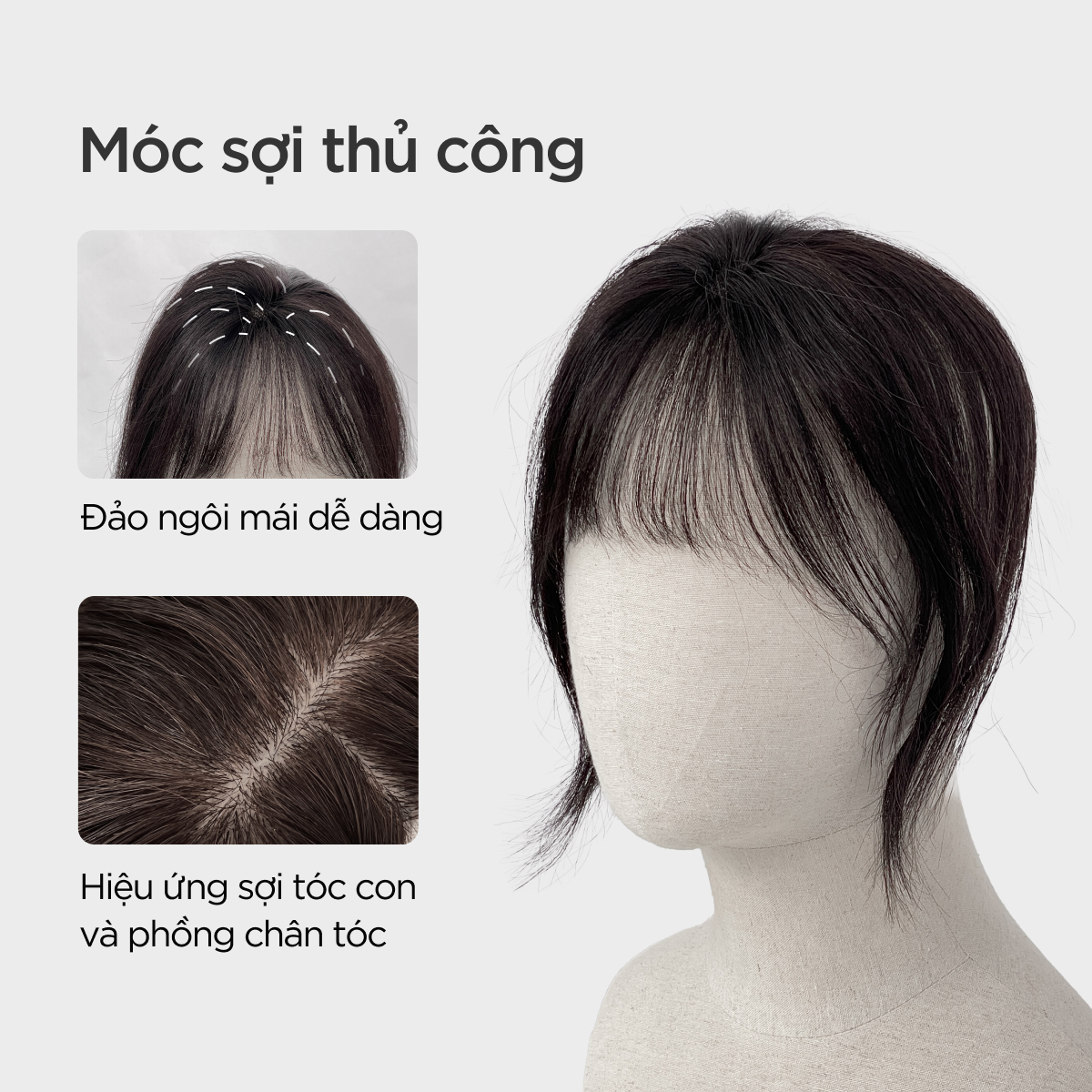 Tóc Kẹp Mái CAPELLI Mái 4D Siêu Da Đầu, Phủ Hói Toàn Diện