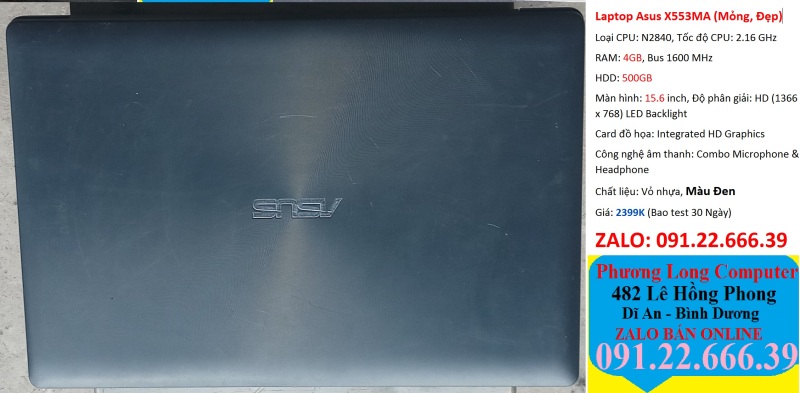 Bảng giá Laptop Asus X553MA, N2840, RAM 4GB, HDD 500GB, Intel HD Graphics, 15.6 inch (Mỏng, Đẹp) Phong Vũ