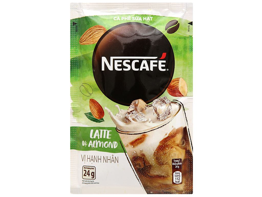 Cà phê sữa hạt NESCAFÉ Latte Sữa Hạt Vị Hạnh Nhân (Hộp 10 gói x 24g)