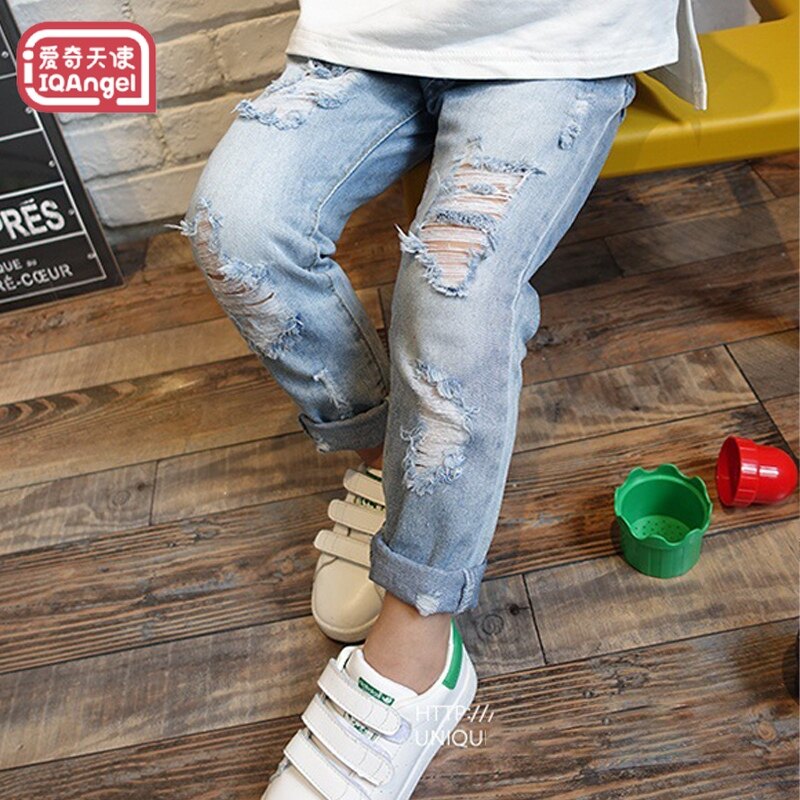 WGB IQANGEL Quần Bé Trai quần jean cho bé Trai Quần Jean Trẻ Em, Quần Jean Rách Thời Trang Cho Bé Tr