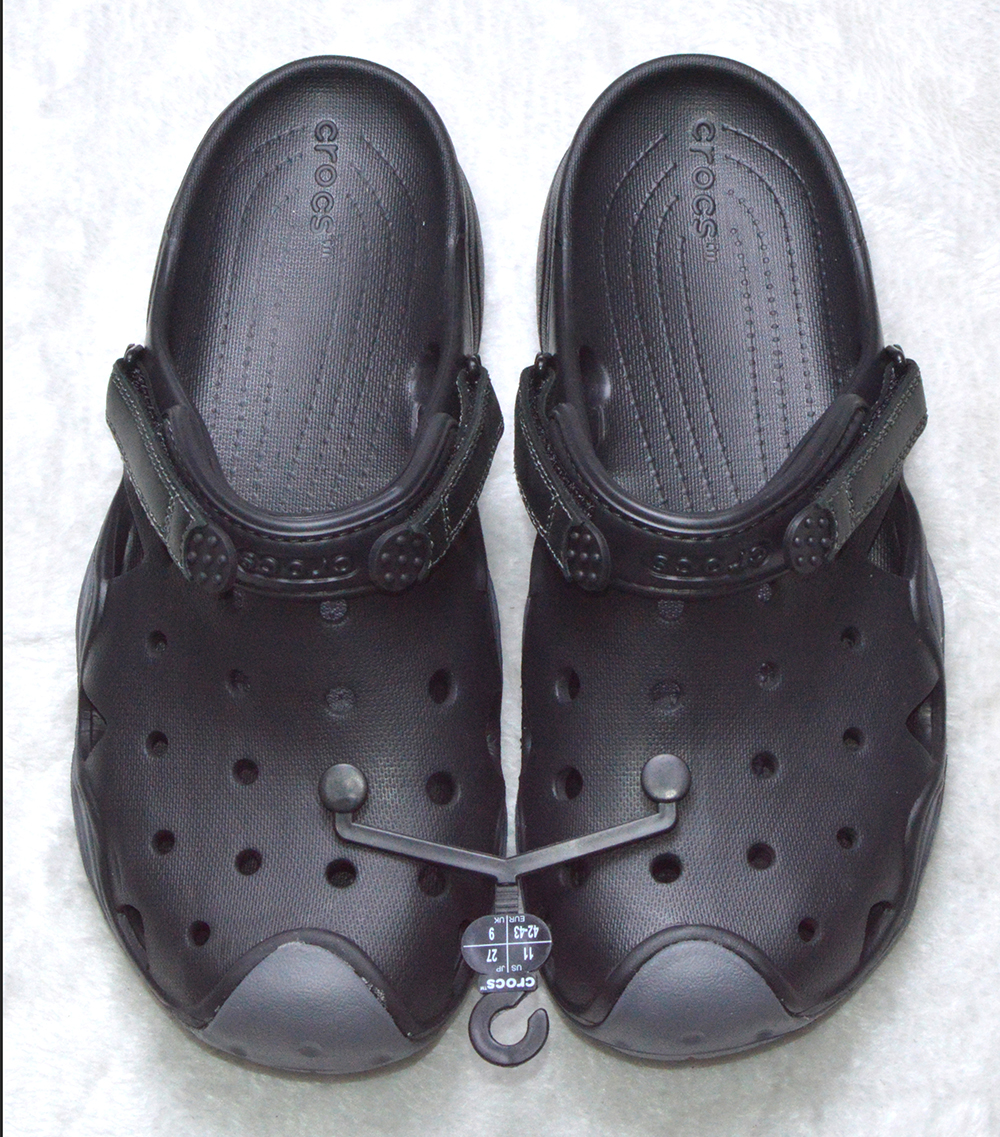 [HCM]Crocs nhựa nam màu đen phối xám