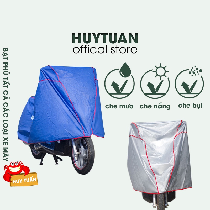 Bạt che xe máy ngoài trời Huy Tuấn (Ghi)