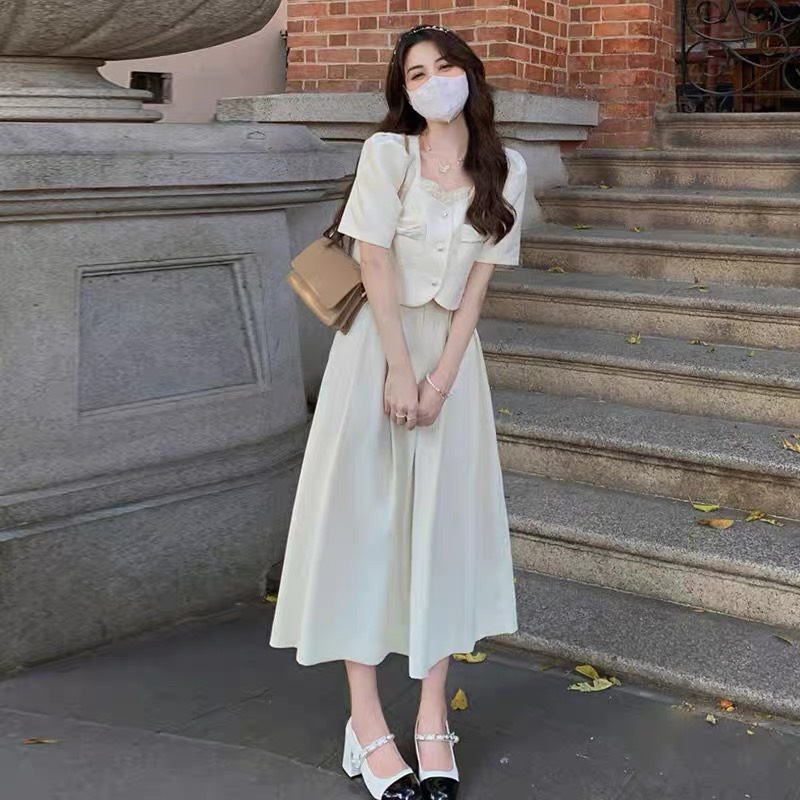 Áo sơ mi dạ tweed cúc ngọc đính nơ siêu xinh