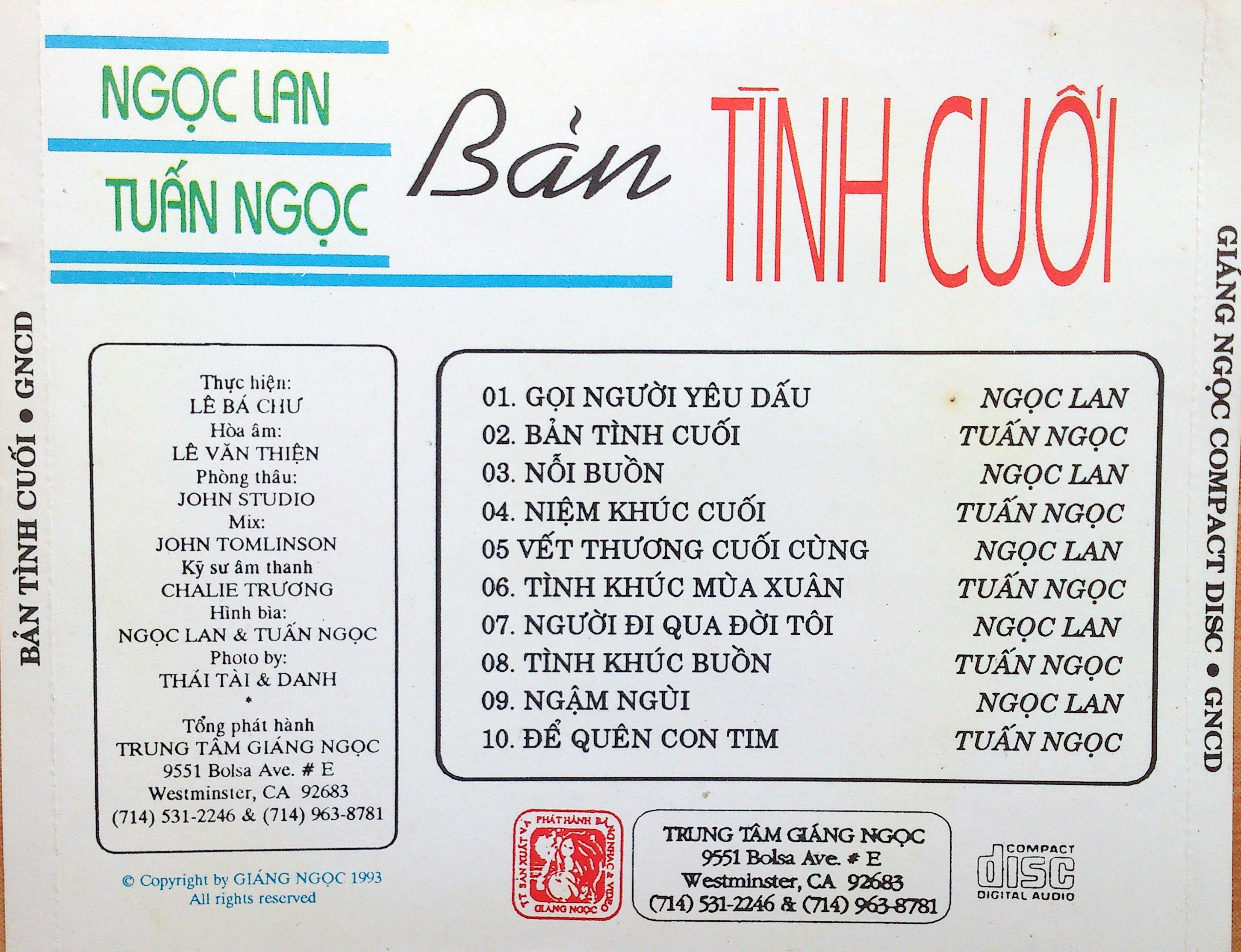 Bộ 6 CD tiếng hát danh ca Ngọc Lan 1 (phôi đĩa nhật)