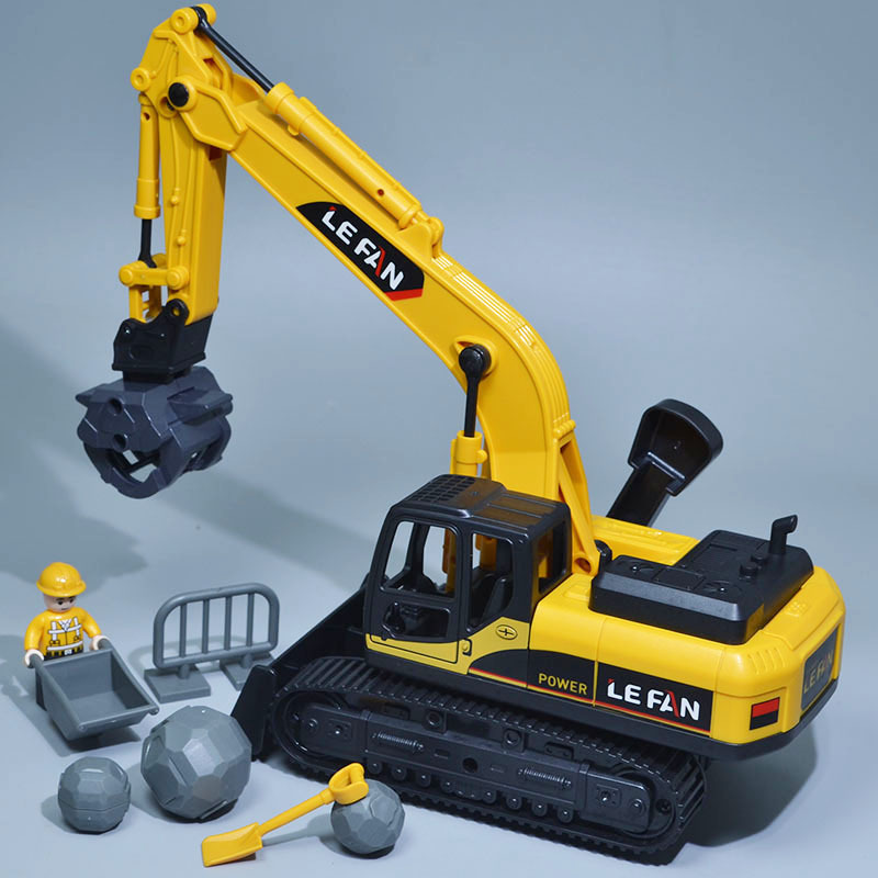 Đồ chơi mô hình xe cẩu gắp gỗ kèm ủi KAVY có chạy đà mở được cốp xe