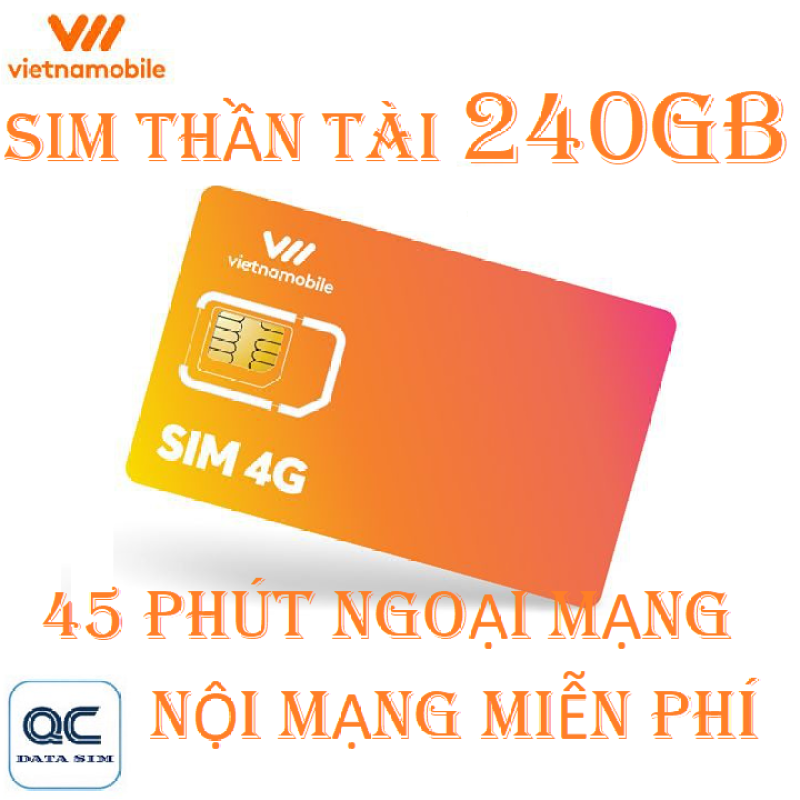 Sim 4G thần tài vietnamobile mỗi ngày 8GB gọi nội mạng miễn phí 45 phút liên mạng