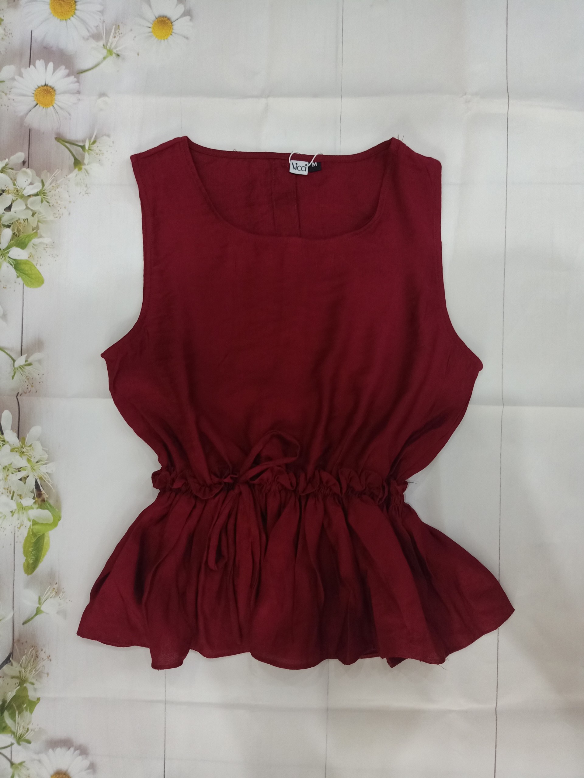 Áo peplum sát nách đũi lụa Vicci cao cấp (Trắng - Xanh - Đỏ)
