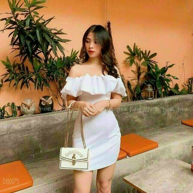 [HCM-Voucher 50k Freeship Max] ĐẦM TRỄ VAI ÔM BODY CÓ MÚT NGỰC