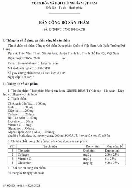 Cần tây GREEN BEAUTY giảm cân