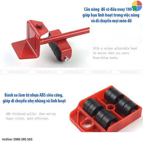 Bộ dụng cụ nâng và di chuyển đồ thông minh con lăn chuyển đồ dụng cụ di chuyển đồ đạc Đa Năng - Siêu Tiện Lợi Hỗ trợ di chuyển vật dụng nặng: tủ lạnh két sắt tủ giường tiết kiệm thời gian an toàn Mega big 5.0